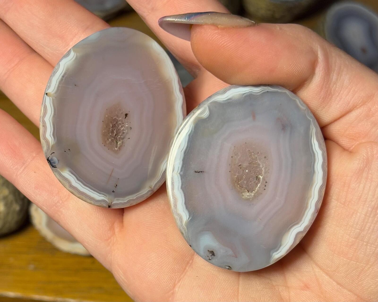 XL Zhanguo Agate Pair With Polished Backs XL Zhanguo Agate Pair With Polished Backs