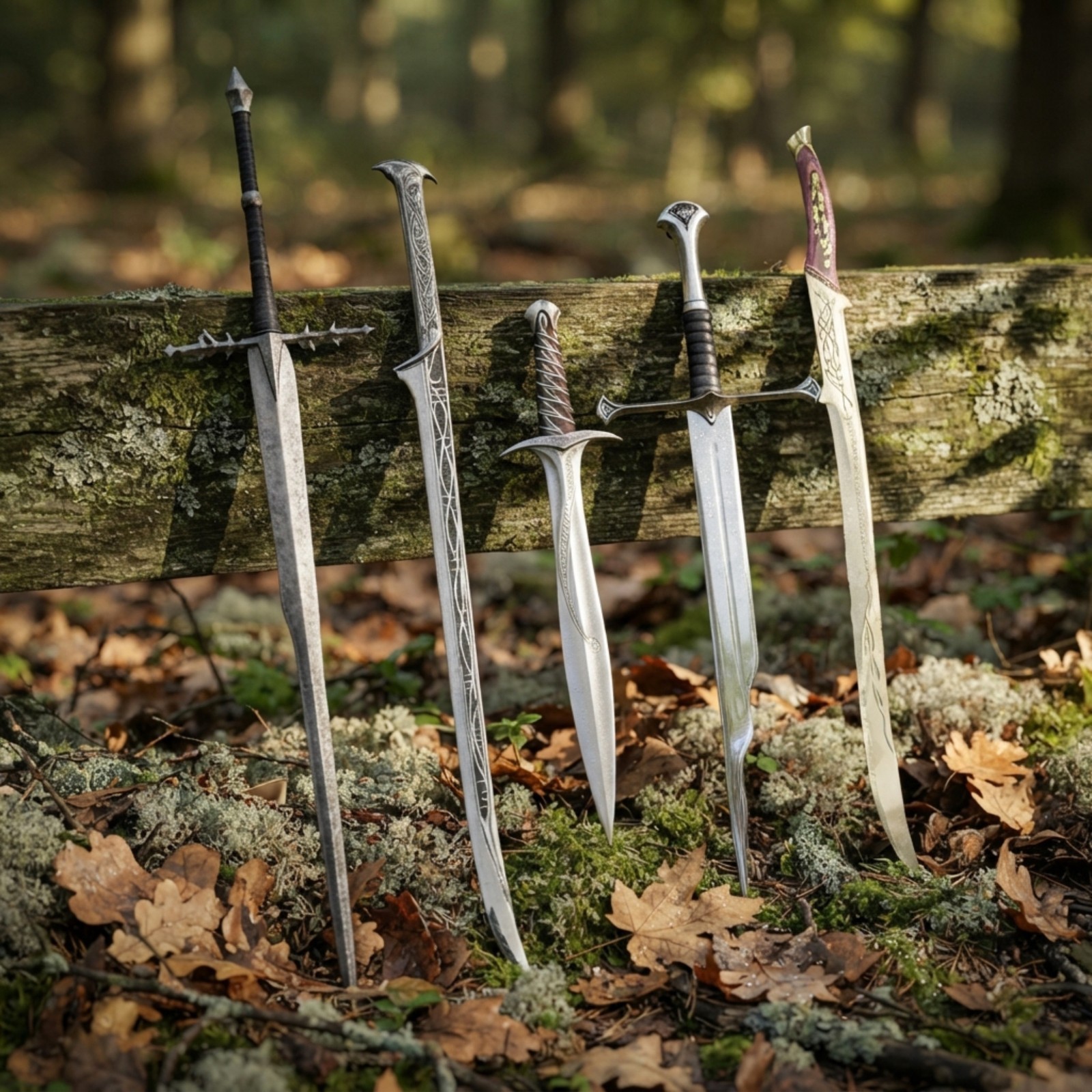 Set of 5 PCS Fantasy Replica Swords, Hand Forged Movie Inspired Collection