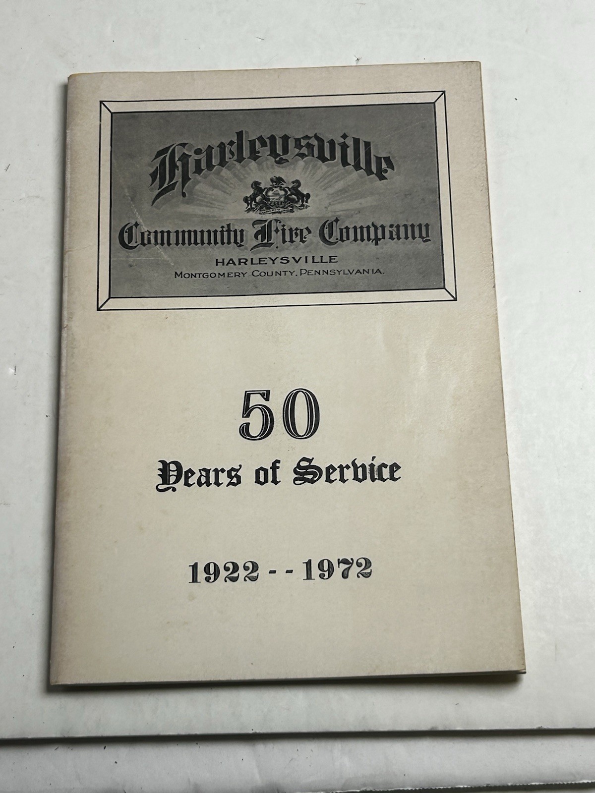1972 Harleysville Community Fire Company 50 Years Service History Book PA Vtg
