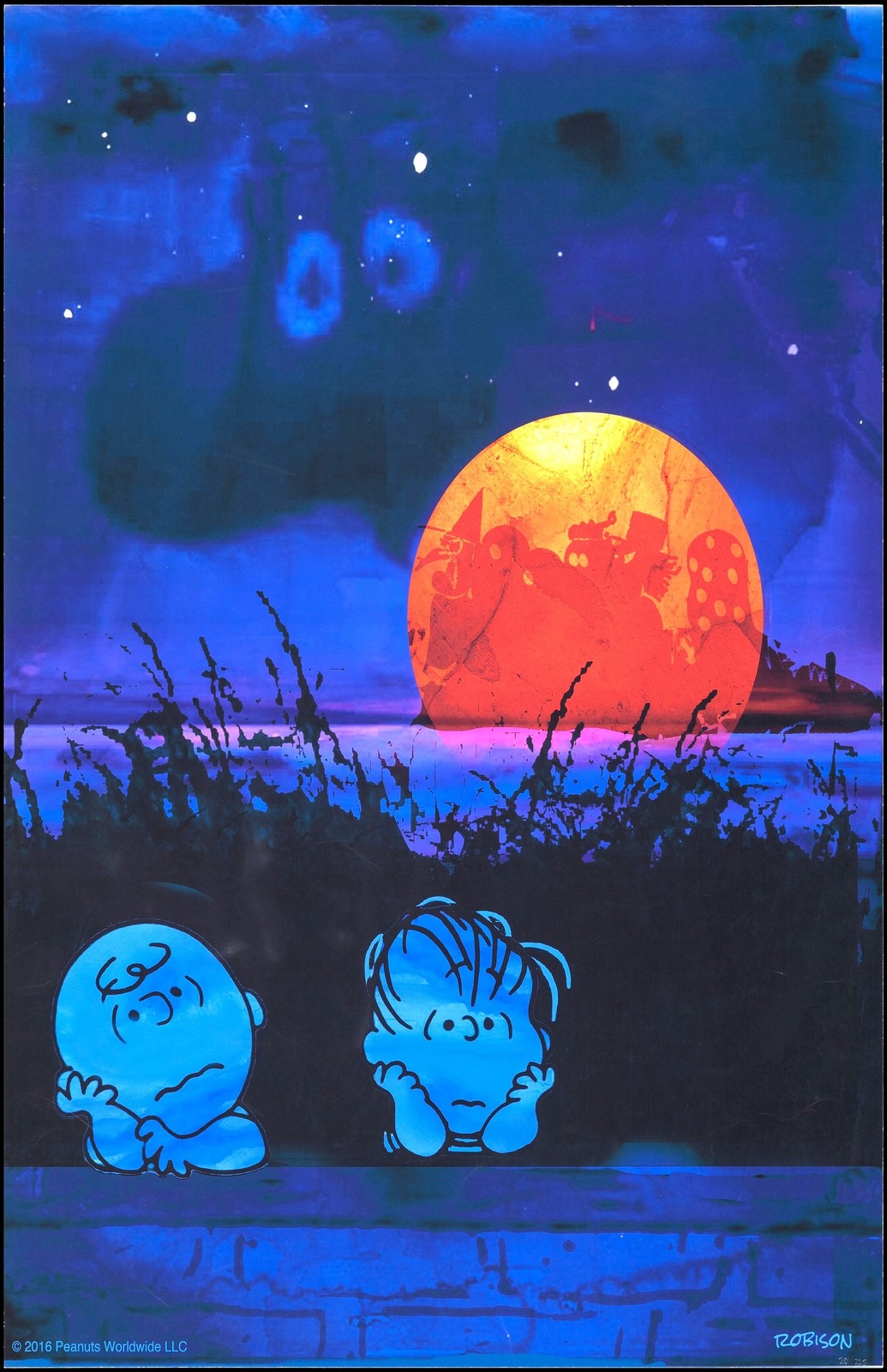 Its the Great Pumpkin Charlie Brown Snoopy Blue Moonlit Peanuts Poster Print Art