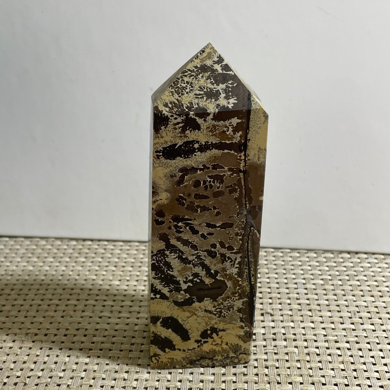 298g Natural Chinese Painting Stone Quartz Crystal Carving pillar surface rough