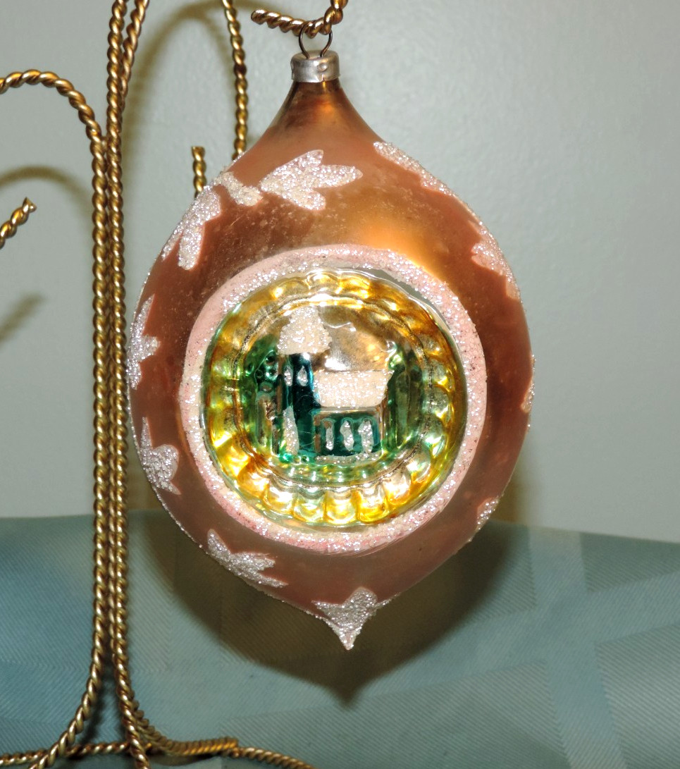 Vtg Jumbo Light Pink Double Indent Teardrop Glass Ornament Hand Painted 5 1/2 Vtg Jumbo Light Pink Double Indent Teardrop Glass Ornament Hand Painted 5 1/2