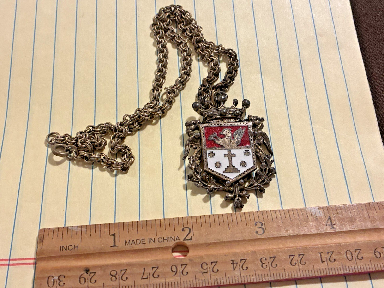 Vintage CORO Heraldic Coat of Arms Shield NECKLACE PENDANT Brooch Bronze Enamel Vintage CORO Heraldic Coat of Arms Shield NECKLACE PENDANT Brooch Bronze Enamel