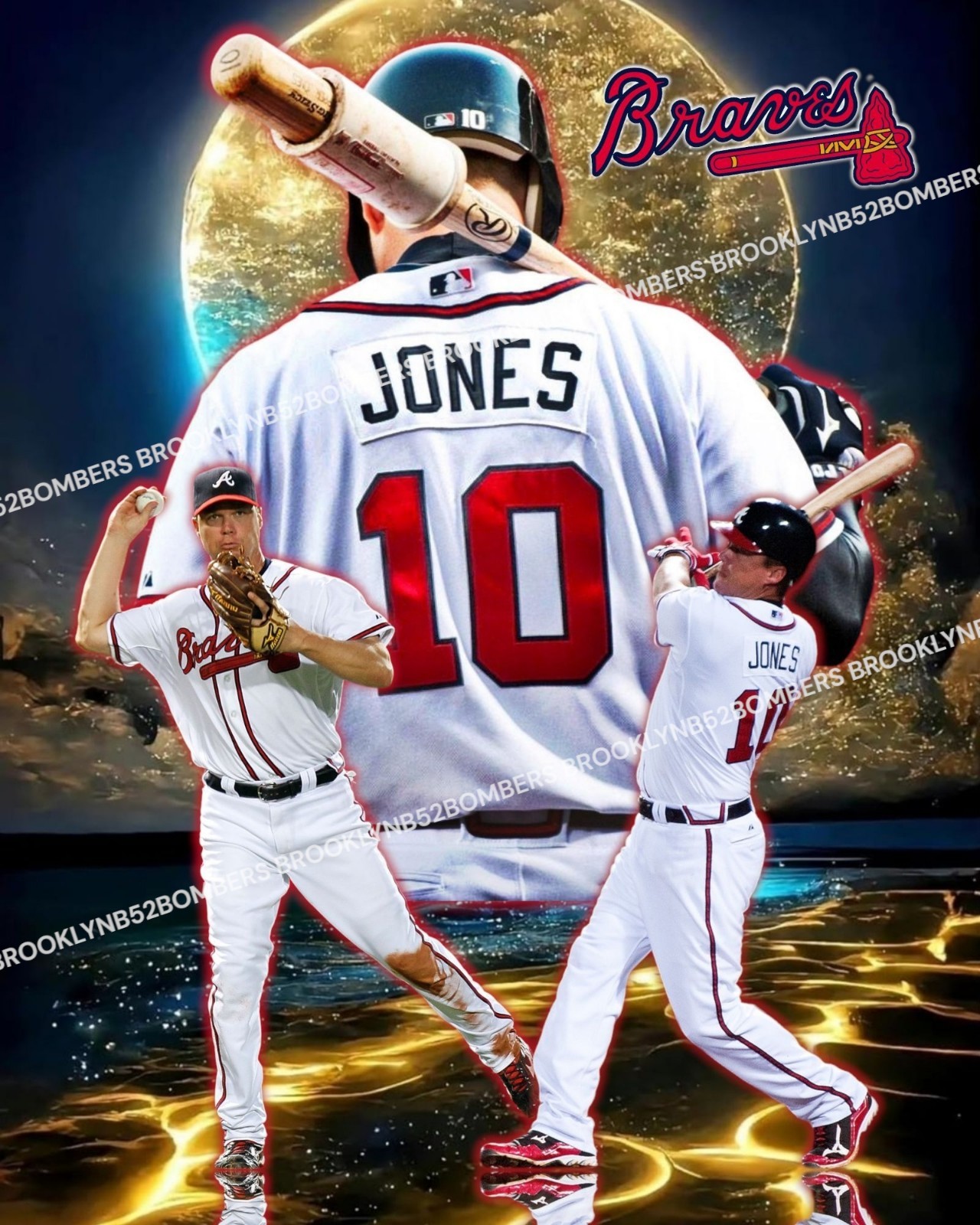 Chipper Jones Atlanta Braves Custom Exclusive 8x10 Glossy Photo