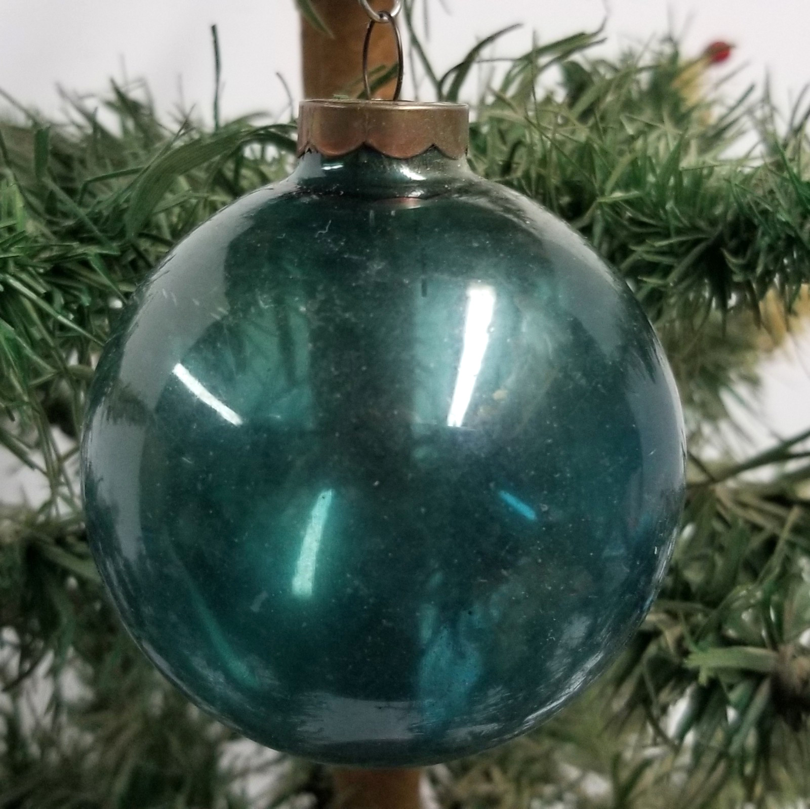 Vtg WWII Unsilvered Glass Ball Blue Christmas Ornament Corning Made in US of A Vtg WWII Unsilvered Glass Ball Blue Christmas Ornament Corning Made in US of A