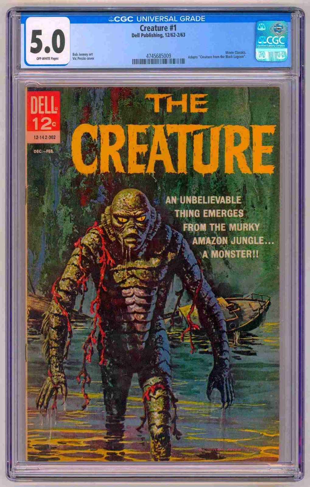 CREATURE #1 CGC 5.0 MOVIE CLASSICS DELL Comics Publishing 1962 OW PAGES