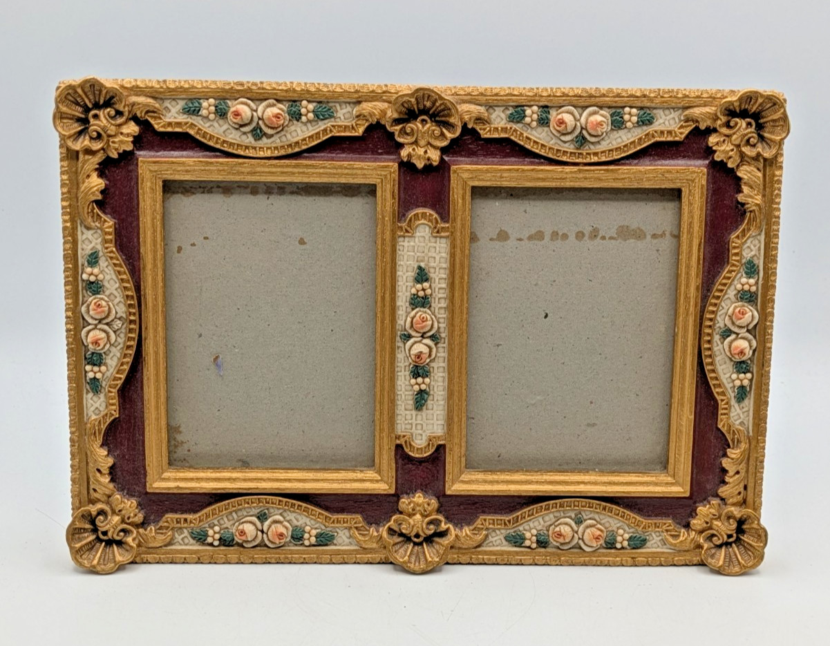 VTG STYLE Ornate Picture Frame Golden Seashell Rosebud Glam Victorian Photo VTG STYLE Ornate Picture Frame Golden Seashell Rosebud Glam Victorian Photo
