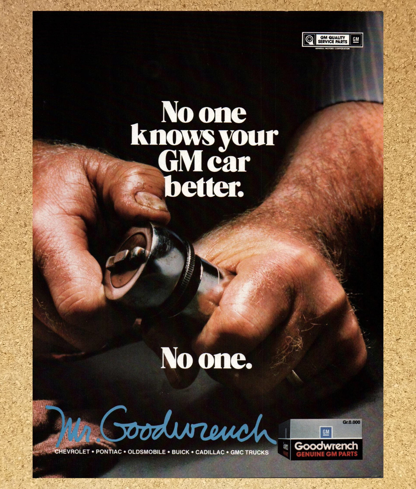 GM Mr. Goodwrench Genuine GM Car Parts Mechanic - Magazine Print Ads Poster 1987