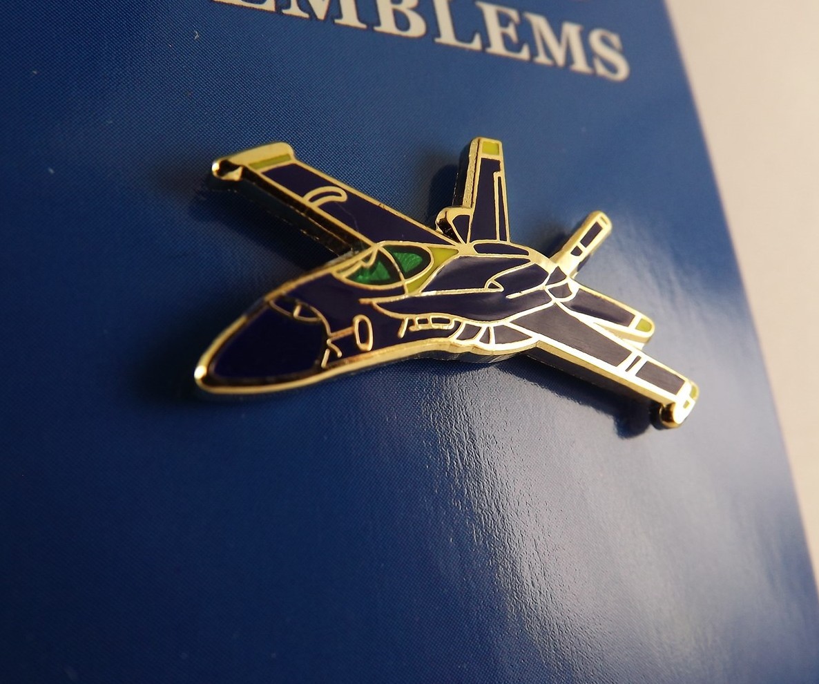 FREE SHIP Lapel Pin Airplane B/A FA-018 HORNET 1986-Present Blue Enamel 1 1/2\