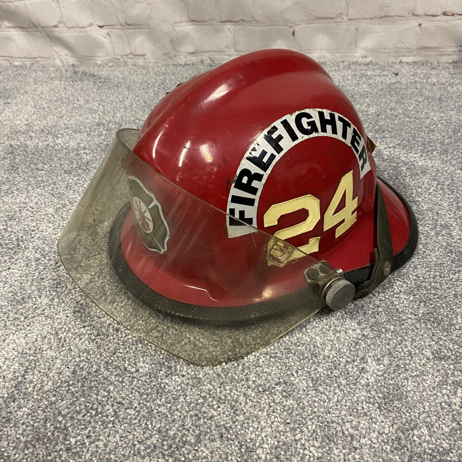 Vtg Red Cairns Rescue Sky Pilot Fighter Helmet Face Shield Model 220 NJ