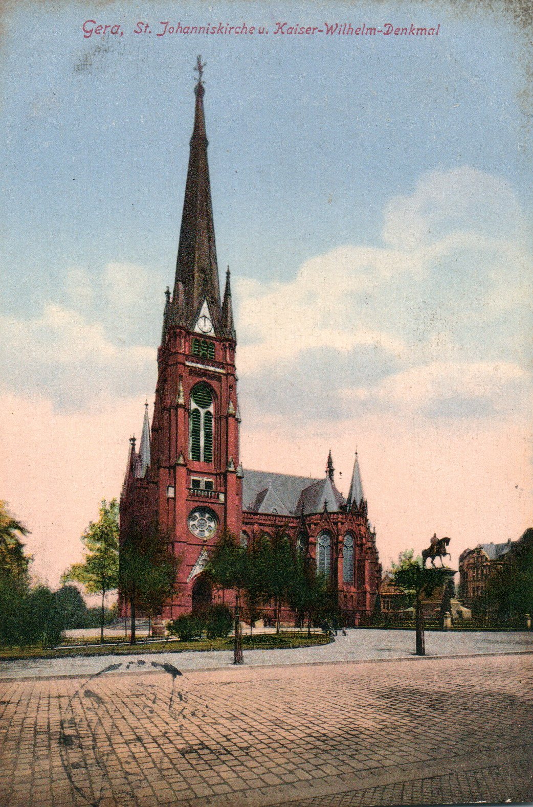 AK * Gera - St. Johanniskirche and Kaiser Wilhelm monument (AB) 70383