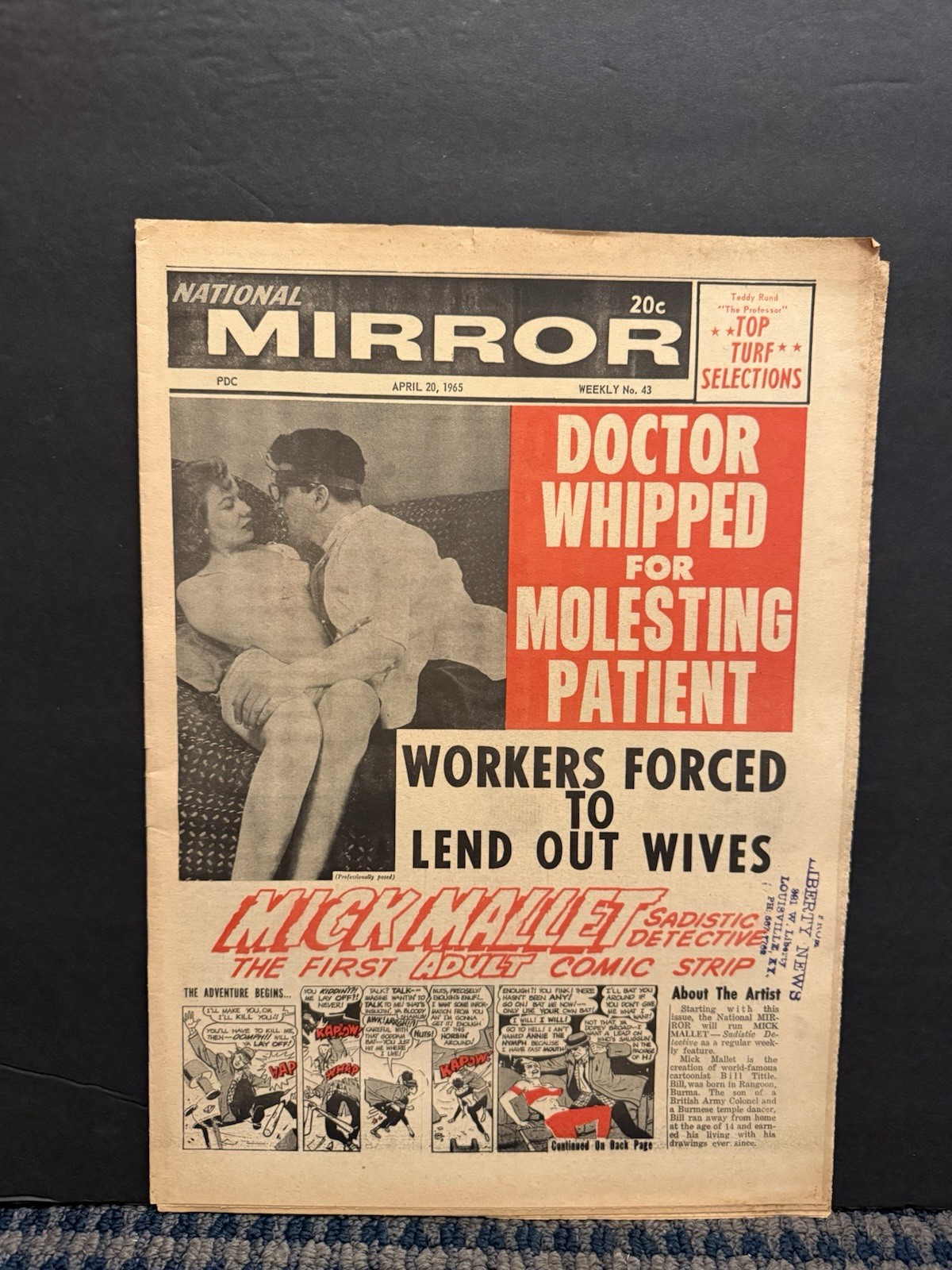 1965 National Mirror Newspaper, Mick Mallet Sadistic Detective Comic Strip (10S) 1965 National Mirror Newspaper, Mick Mallet Sadistic Detective Comic Strip (10S)