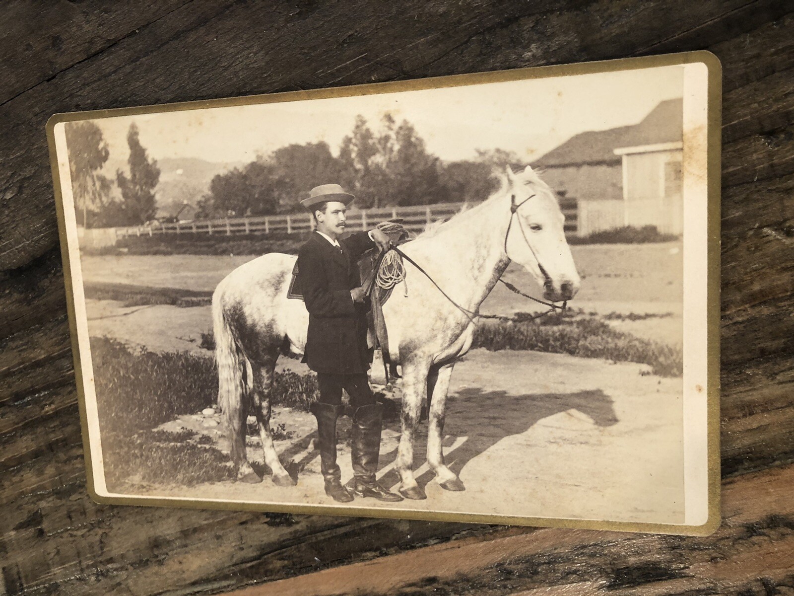 Santa Barbara California 1800s Photo ID'd Man & Horse 