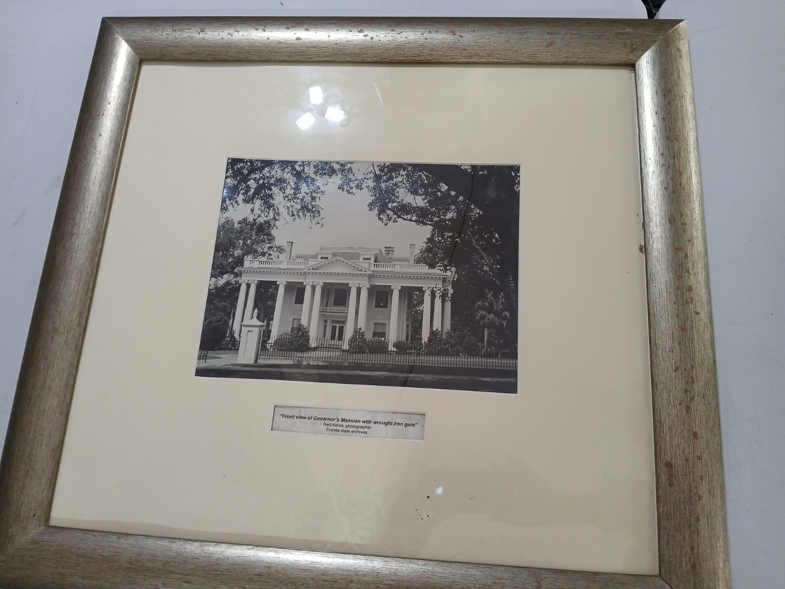 Vintage Framed Photo Florida Governor’s Mansion Red Kerce 1950s-60s State...