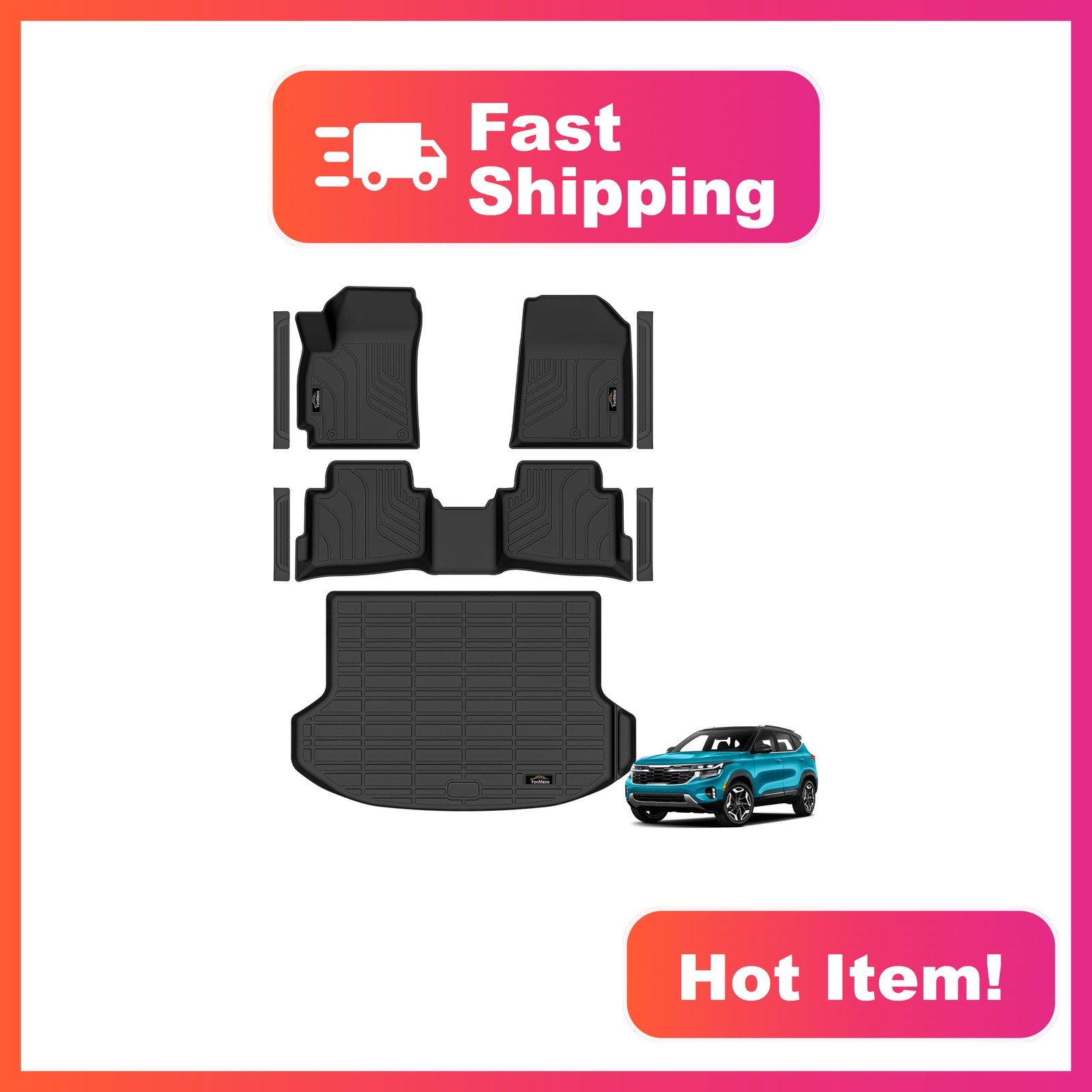 YonMeoo All Weather Floor Mats Cargo Liner For Kia Seltos 2021-2026 YonMeoo All Weather Floor Mats Cargo Liner For Kia Seltos 2021-2026