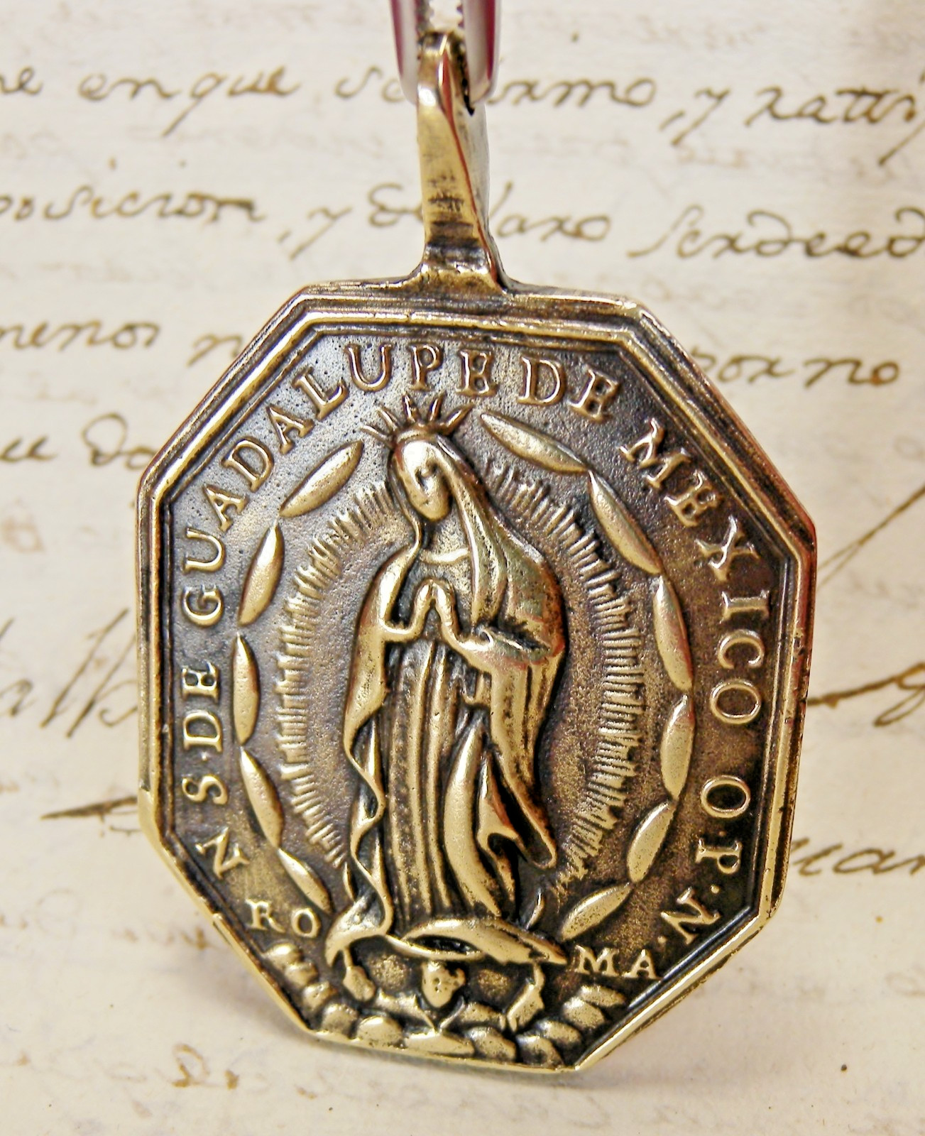 BISHOP'S RARE ANTIQUE 1731 BICENTENNIAL GUADALUPE SHRINE PILGRIMAGE BRONZE MEDAL