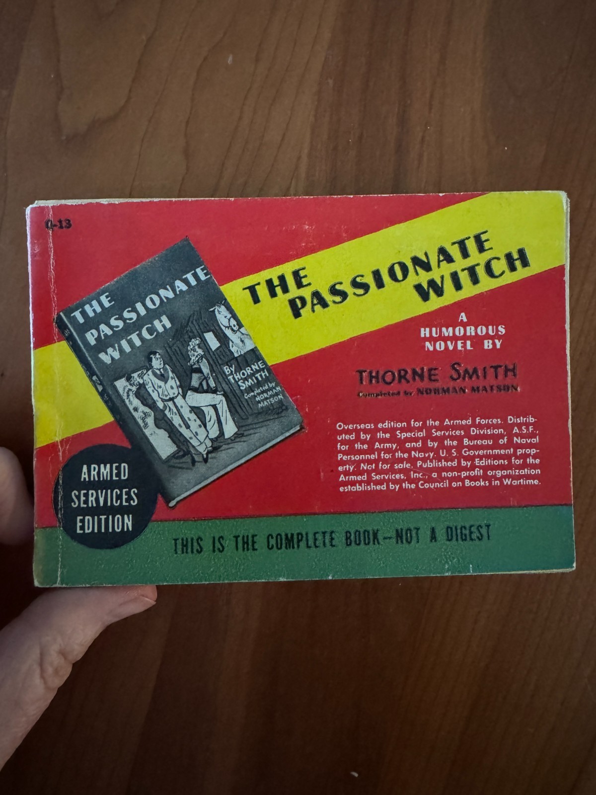 FREE SHIP 1941 The Passionate Witch Thorne Smith Armed Forces Edition WWII