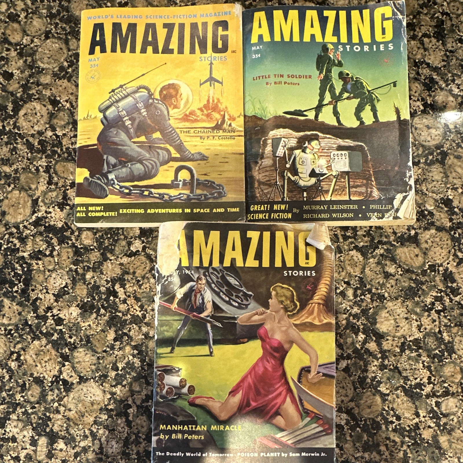 Amazing Stories. Lot Of Three. Pulp Magazines.