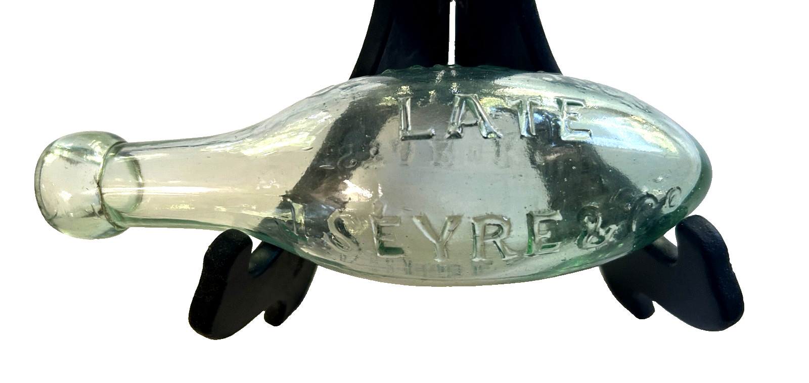 TORPEDO BOTTLE - JS EYRIE AUNCESTON - U.K.  - VINTAGE 19TH c - AQUA-GREEN LOT #9