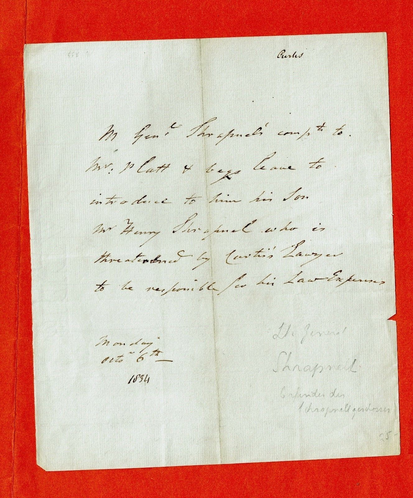 LK21-L.A.S-HENRY SHRAPNEL-BRITISH ARMY OFFICER-ENGLISH-SHRAPNEL-1834