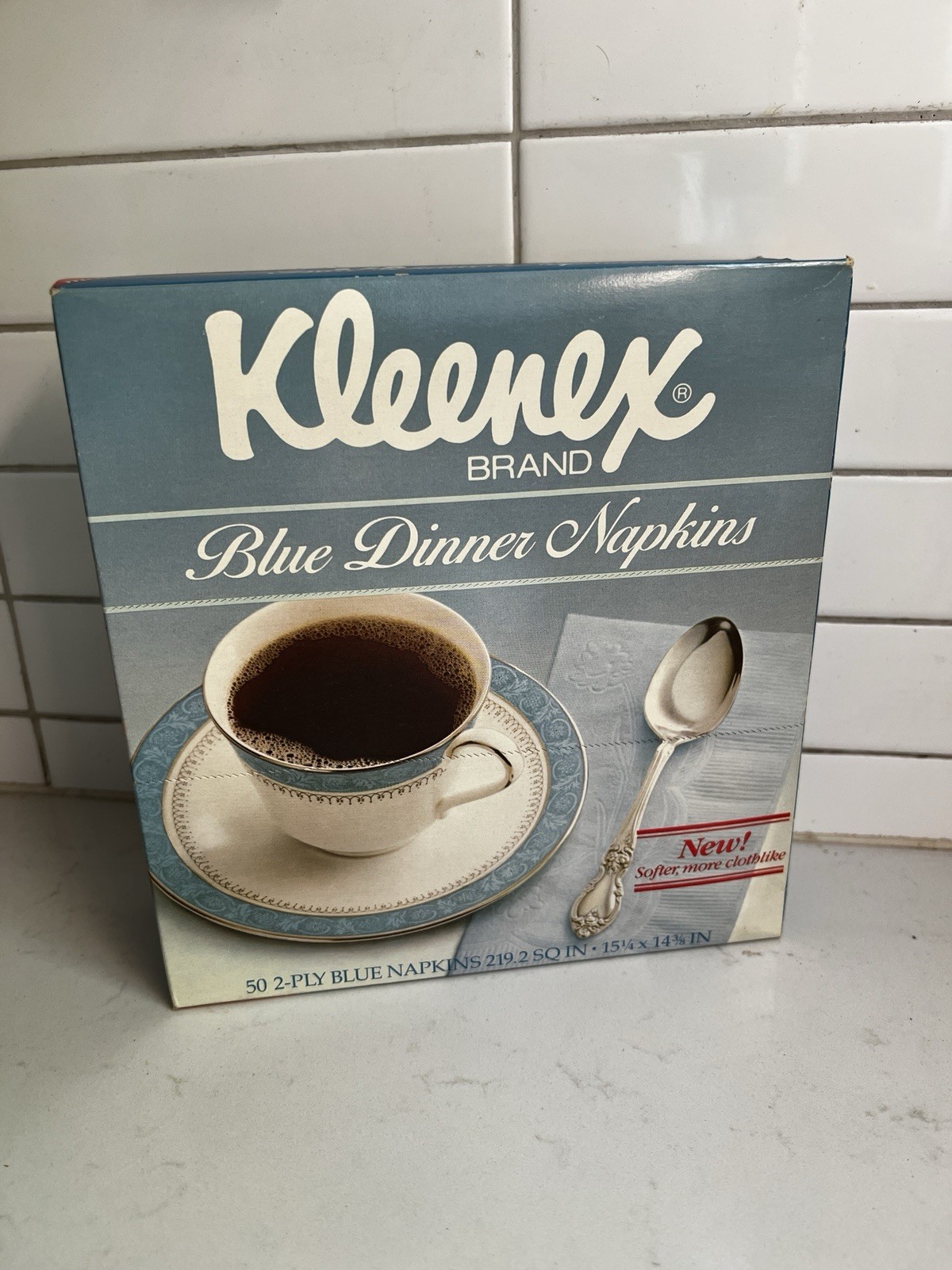 NOS Vintage Kleenex brand blue dinner napkins 1984 50 Count