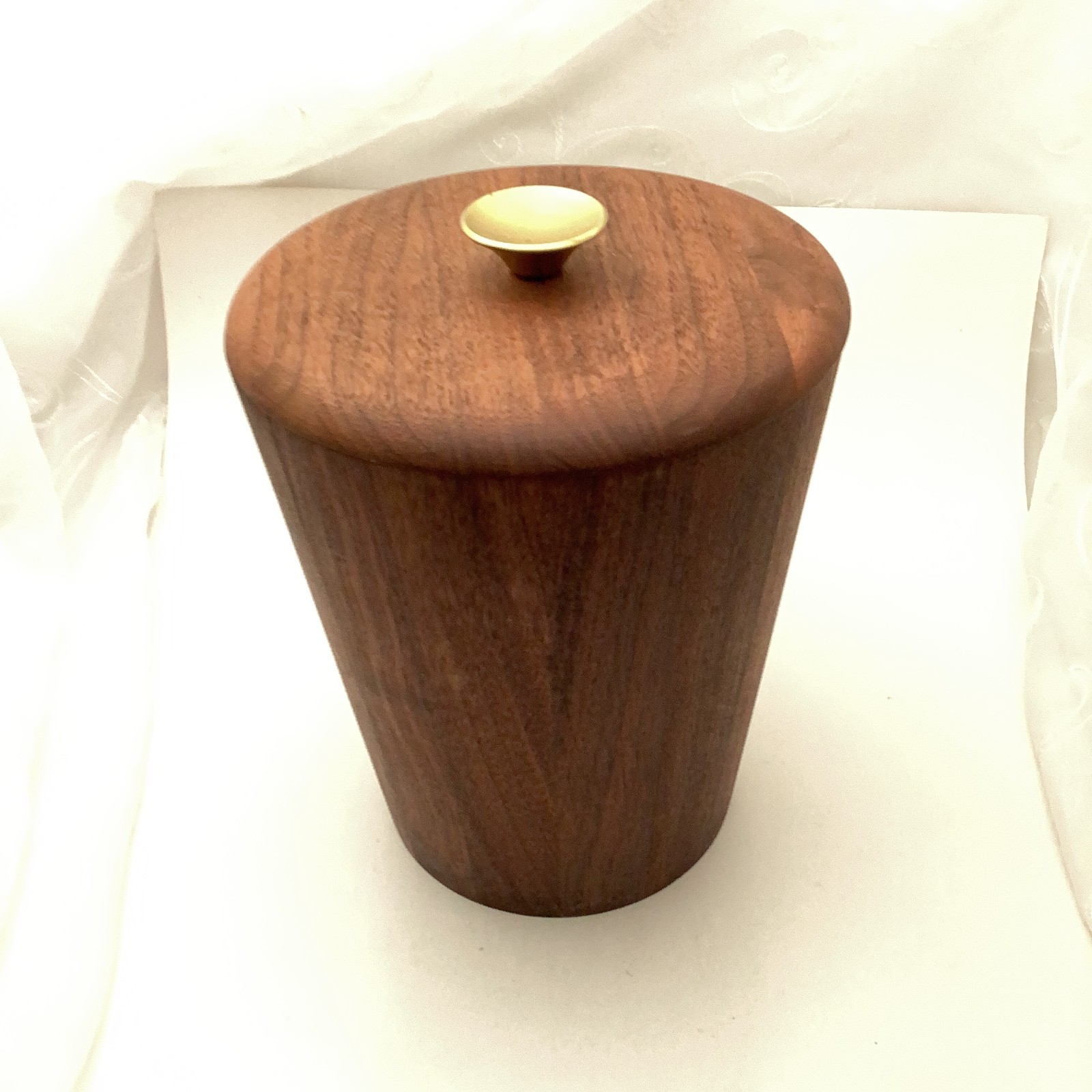 Vermillion Real Walnut Ice Bucket Vintage MCM Barware 