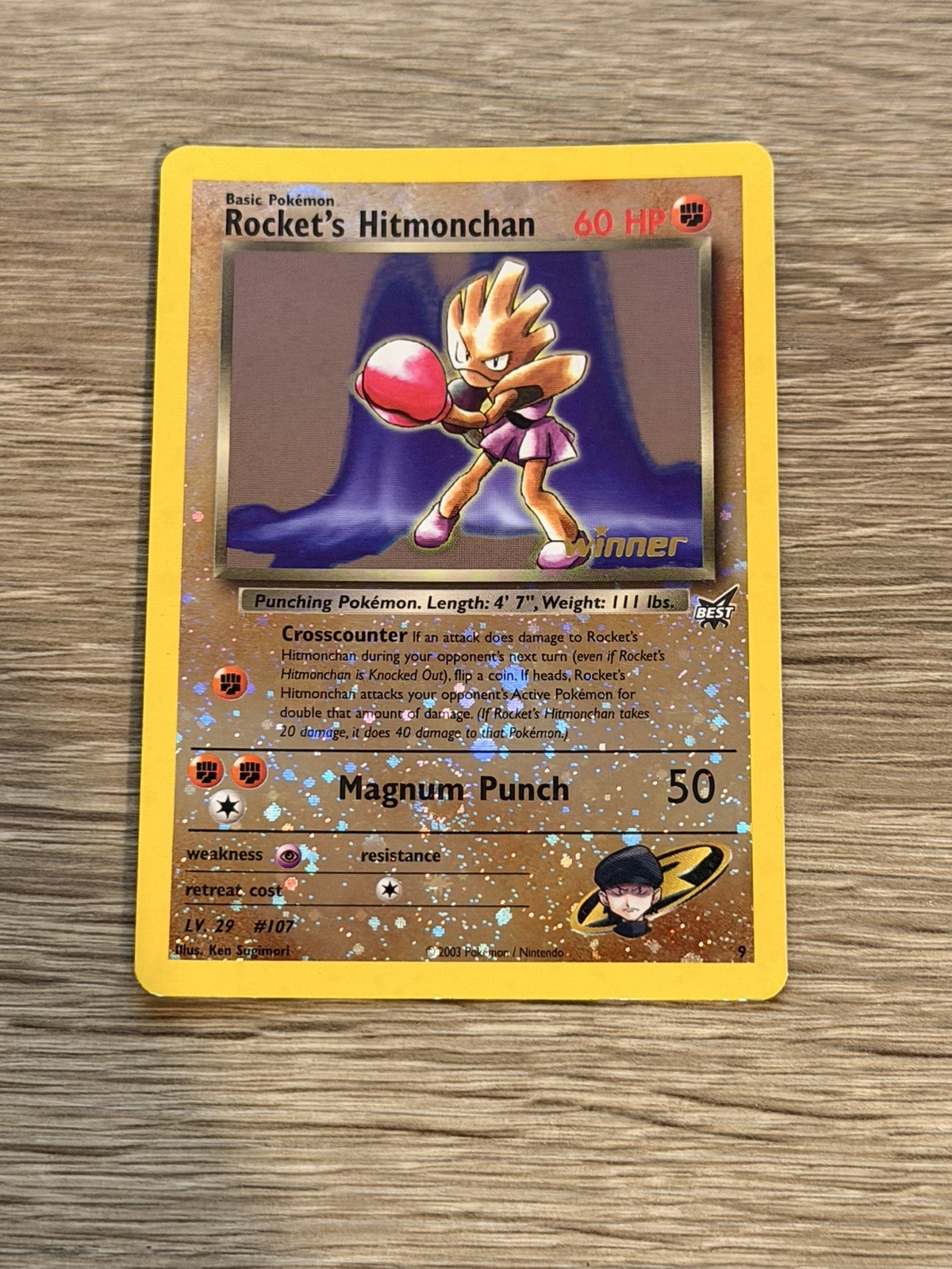 Rocket\'s Hitmonchan 9/9 Best of Game Reverse Holo WINNER Promo POKEMON