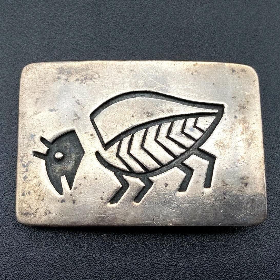 Vintage Hopi Wallie Sekayumptewa Native Bug Silver Belt Buckle 7/8\