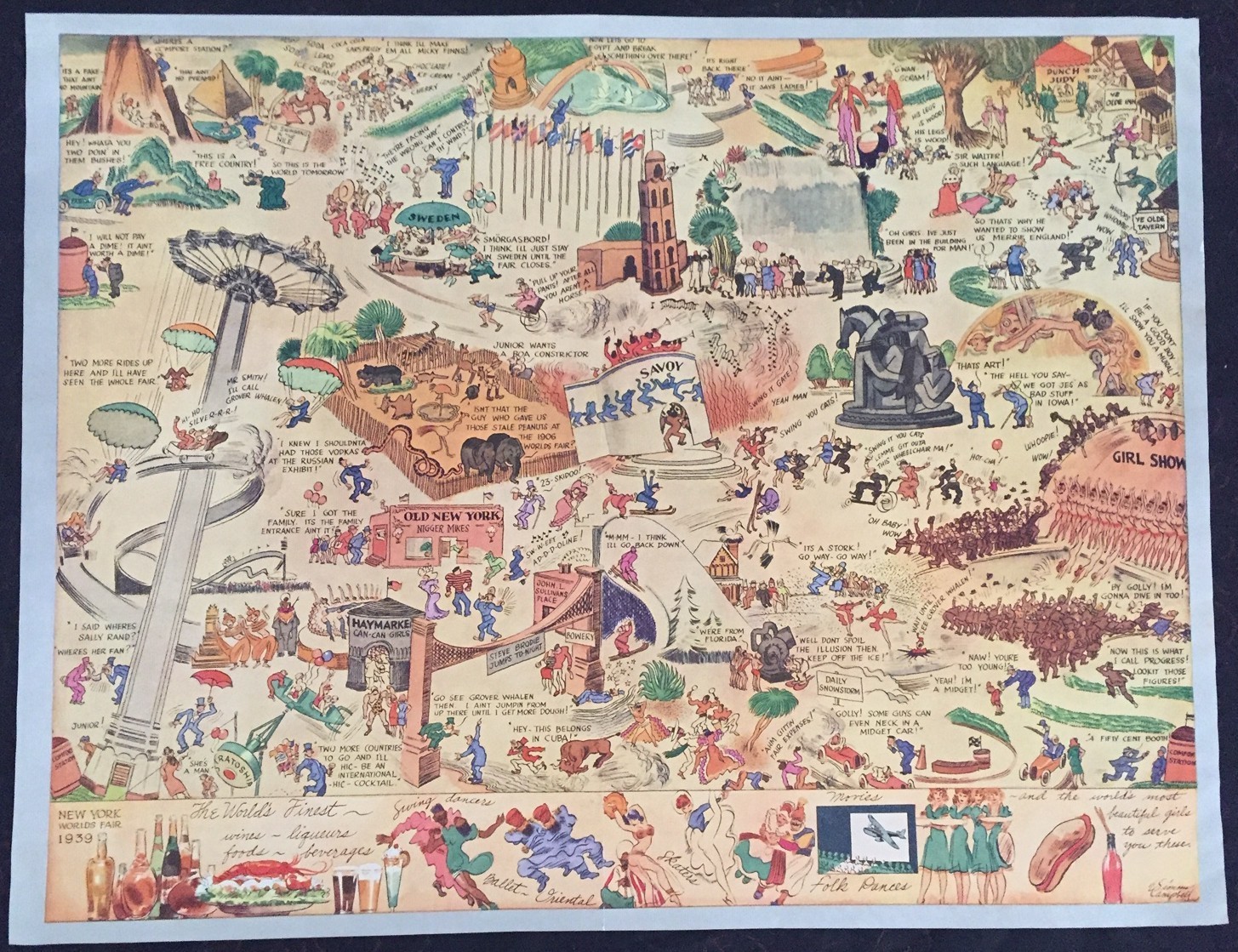 Original 1939 Pictorial Map of the New York World’s Fair Original 1939 Pictorial Map of the New York World’s Fair