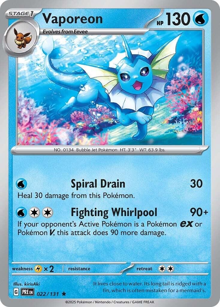 Vaporeon : PRE Holofoil - 022/131 Near Mint