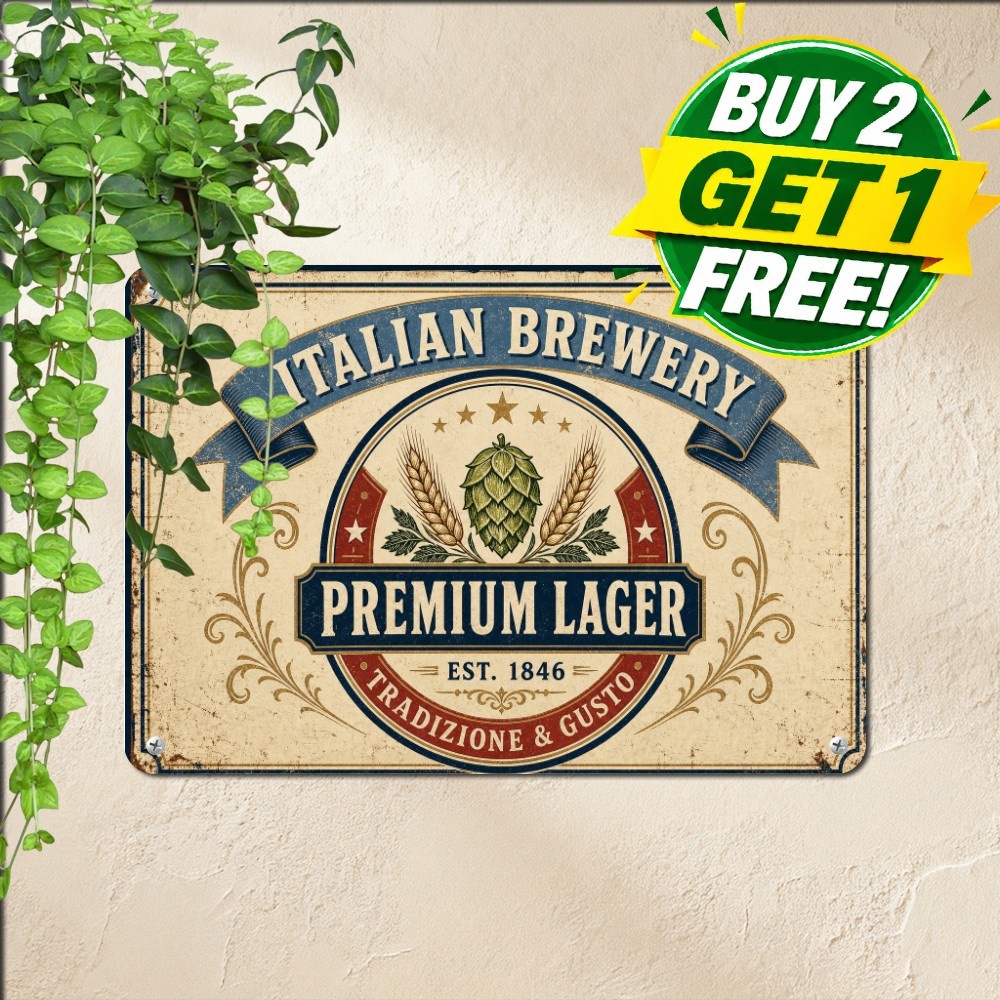 Premium Italian Beer Metal Sign Vintage European Tavern Tin Plaque 8x12 Inch