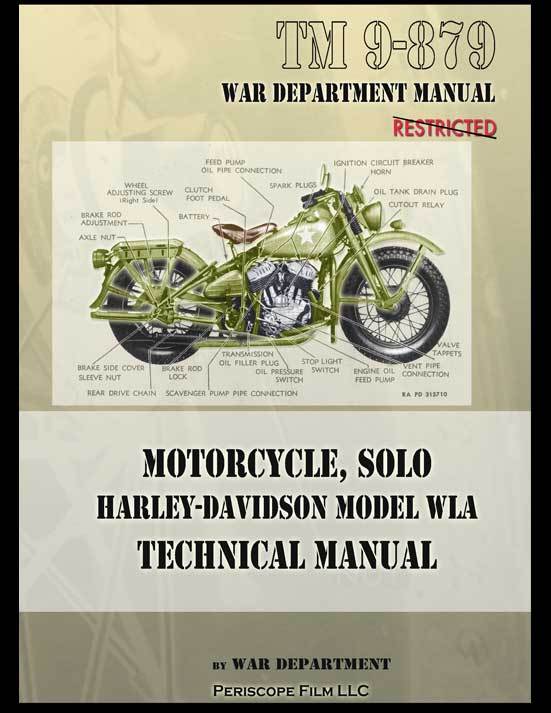 WWII HARLEY DAVIDSON MOTORCYCLE MODEL WLA TECHNICAL MANUAL BOOK TM 9-879