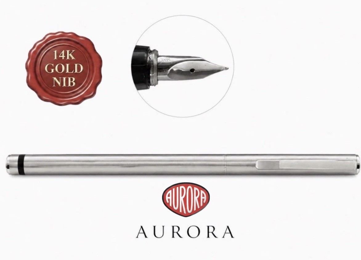 Aurora Fountain Pen Hastil Gold White 14kt Cartridges D1D12