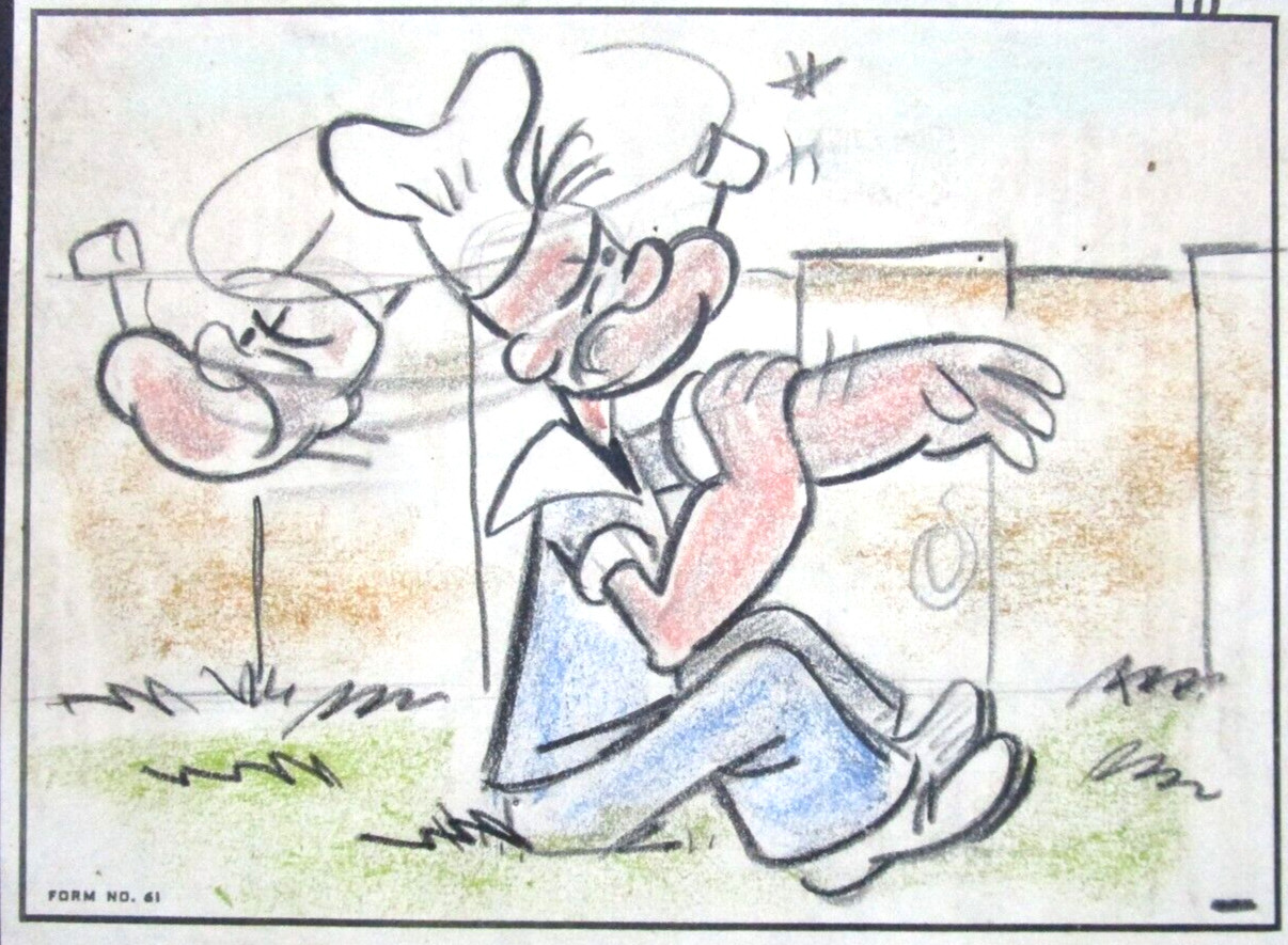 POPEYE sailor 1960 BARBECUE FOR TWO ORIGINAL PRODUCTION cel drawing STORYBOARD POPEYE sailor 1960 BARBECUE FOR TWO ORIGINAL PRODUCTION cel drawing STORYBOARD