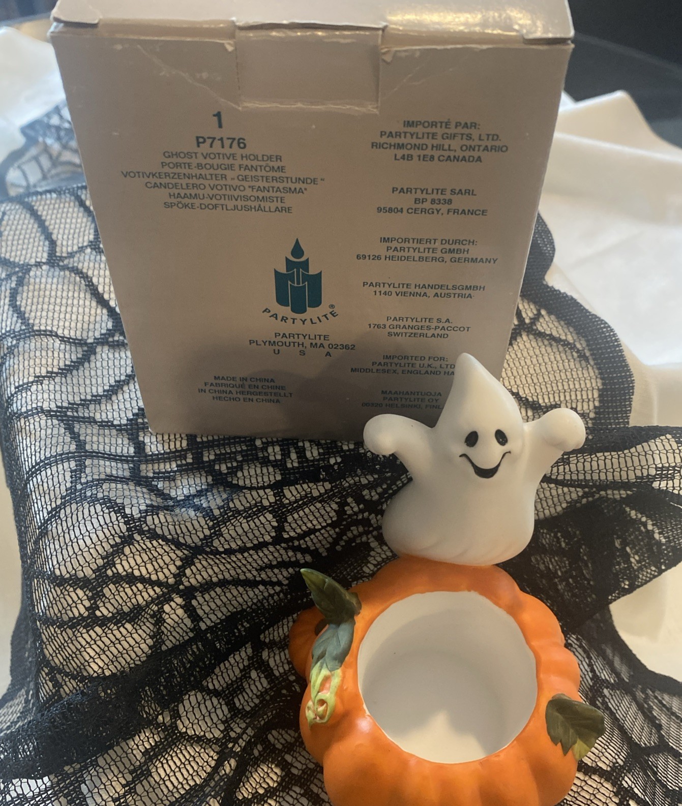 Vintage Halloween Ghost Votive Holder w/Box PartyLite P7176 