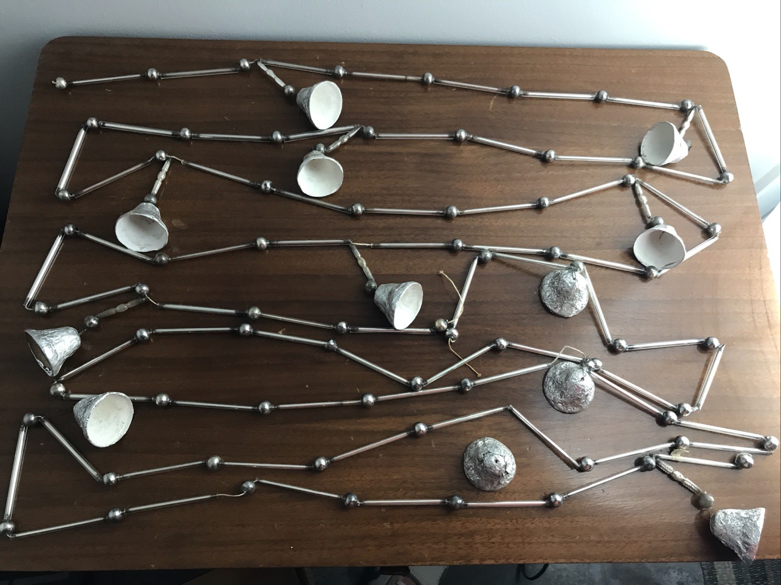 Vtg MCM Japanese Blown Glass Bugle Tube & Foil Bell Christmas Tree Garland Lot 