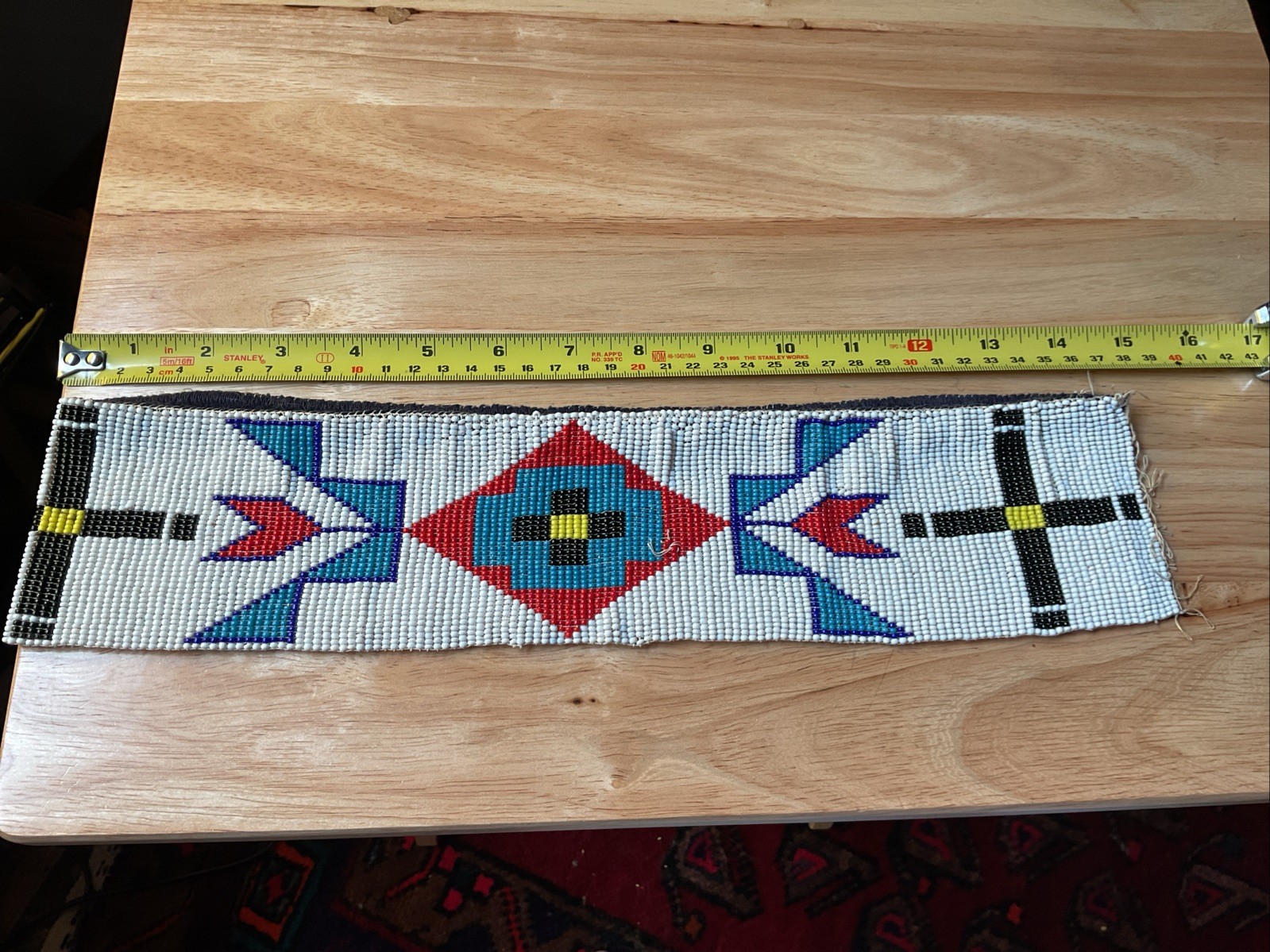 Authentic Vintage Beaded Native American Sash, Belt Or Decorative Strip 28 In