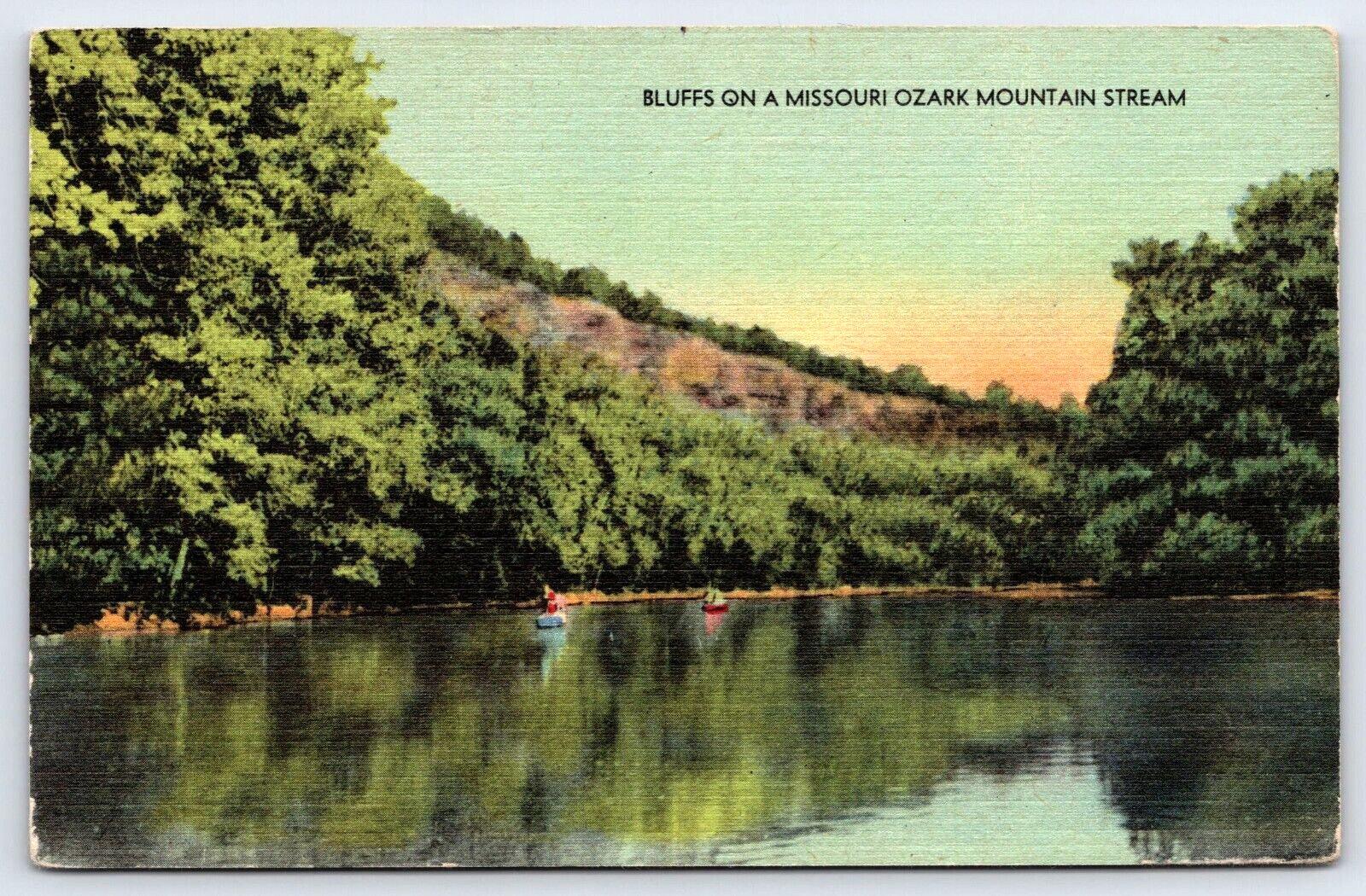 Missouri Ozark Mountain Stream Bluffs Landscape Vintage Postcard