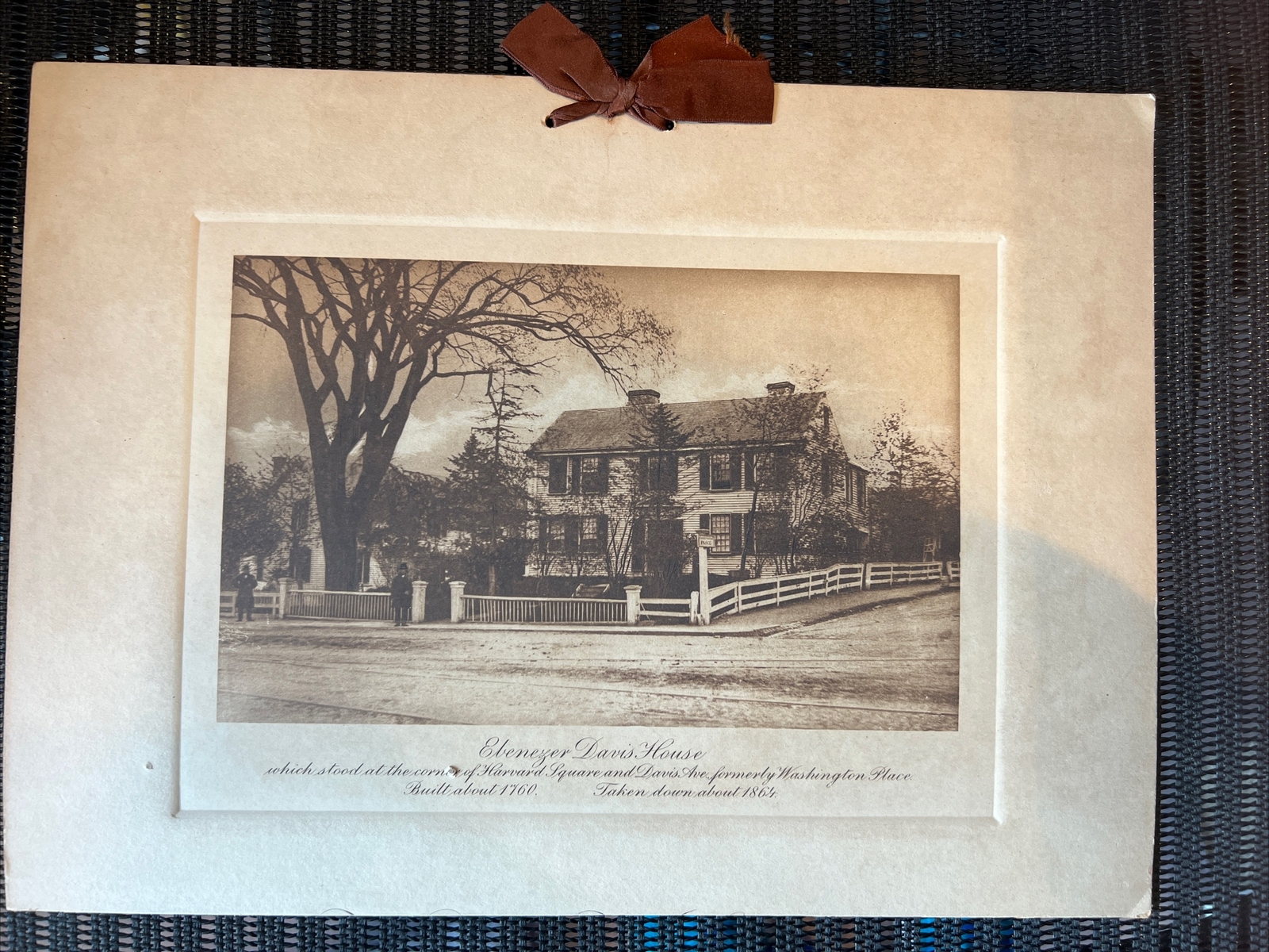 C 1865 matte print Ebenezer Davis House 1760-1864 Harvard Square Davis Ave MA