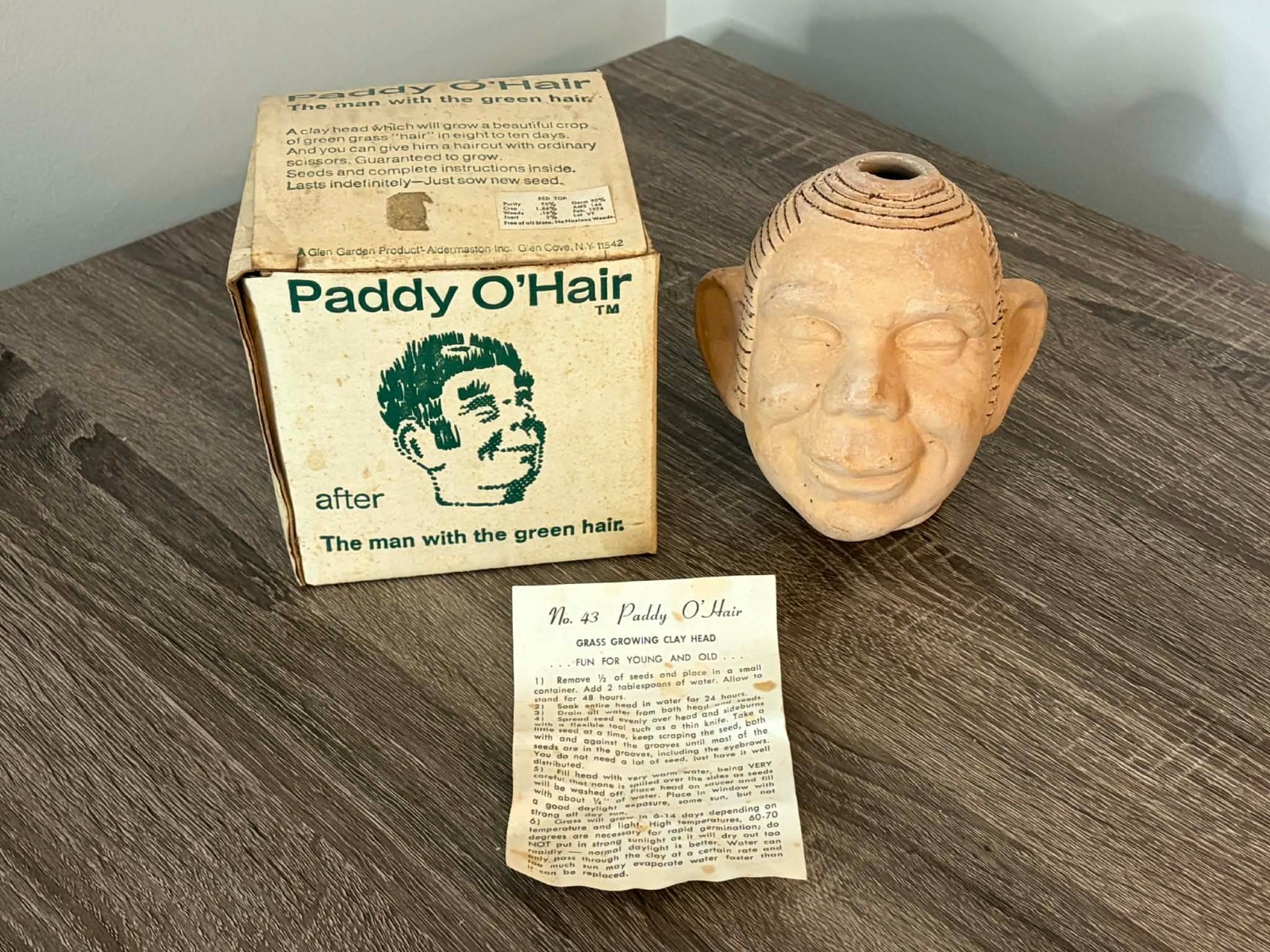 VINTAGE PADDY O\'HAIR CLAY SMILING JIM MANS HEAD 1960\'s CHIA STYLE PLANTER W/ BOX