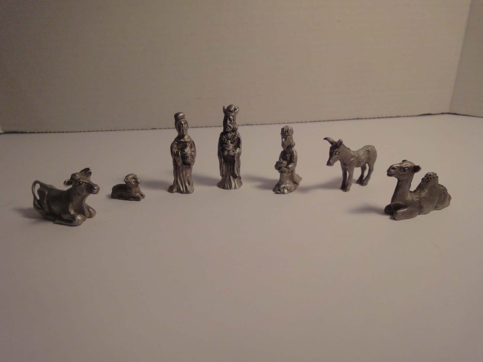 Seven Miniature Pewter Spoontiques Nativity Figures Seven Miniature Pewter Spoontiques Nativity Figures