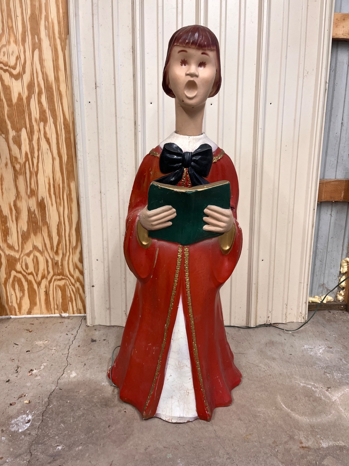 Vintage Blow Mold Caroler. ALFCO Artistic Latex Mold, 1960, 40 inch High - Girl 