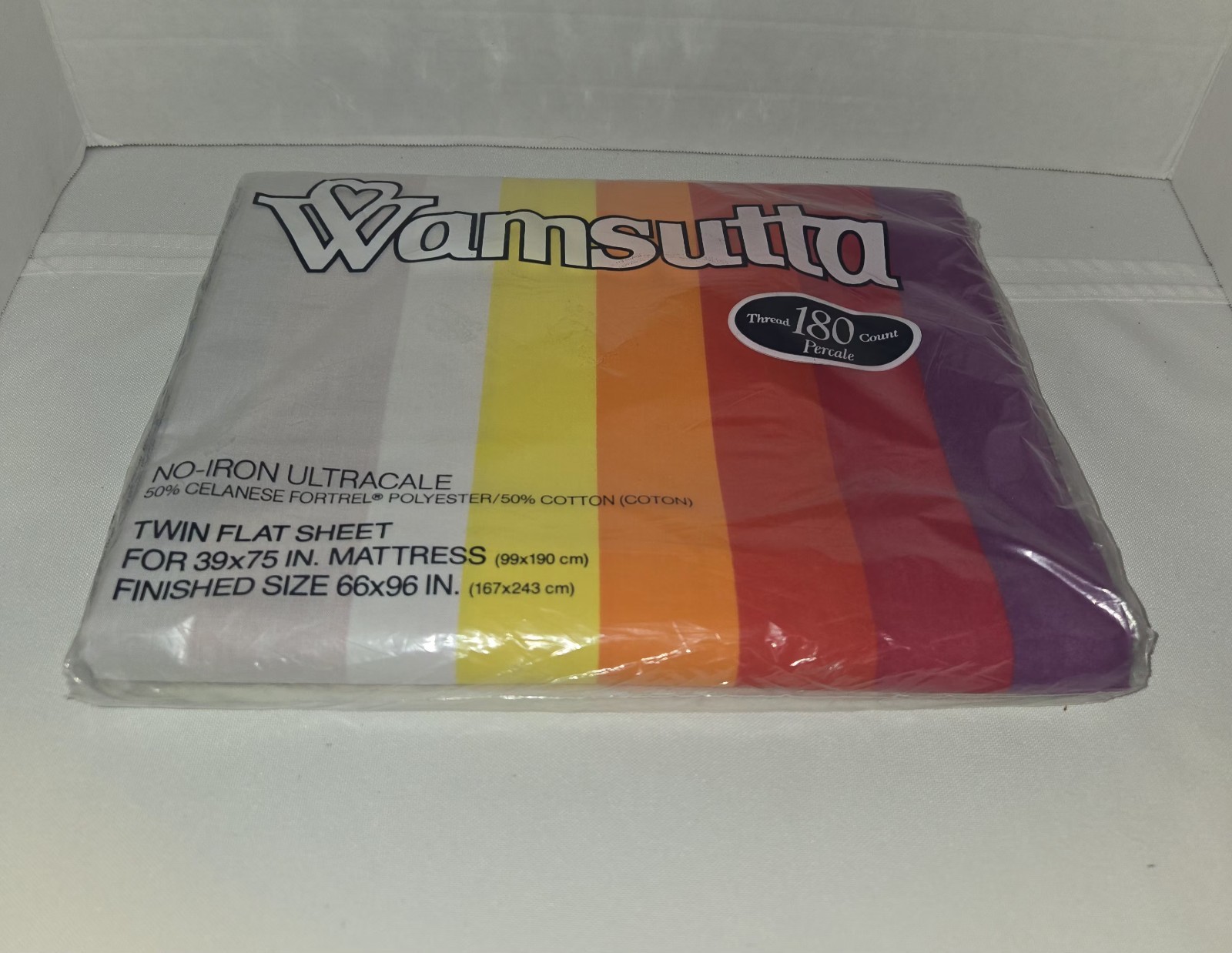 Vintage Wamsutta Tomorrow\'s Rainbow Twin Flat Sheet NOS 70s-80s Sealed USA