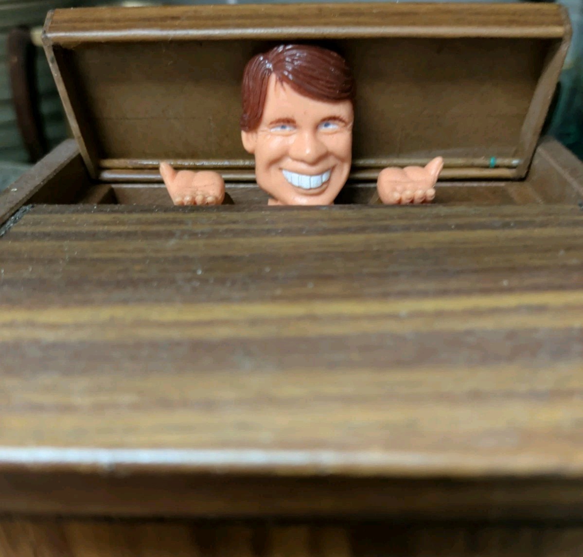 Rare 1970s Jimmy Carter Novelty Music Box Cigarette Holder Pop-Up - Working Rare 1970s Jimmy Carter Novelty Music Box Cigarette Holder Pop-Up - Working