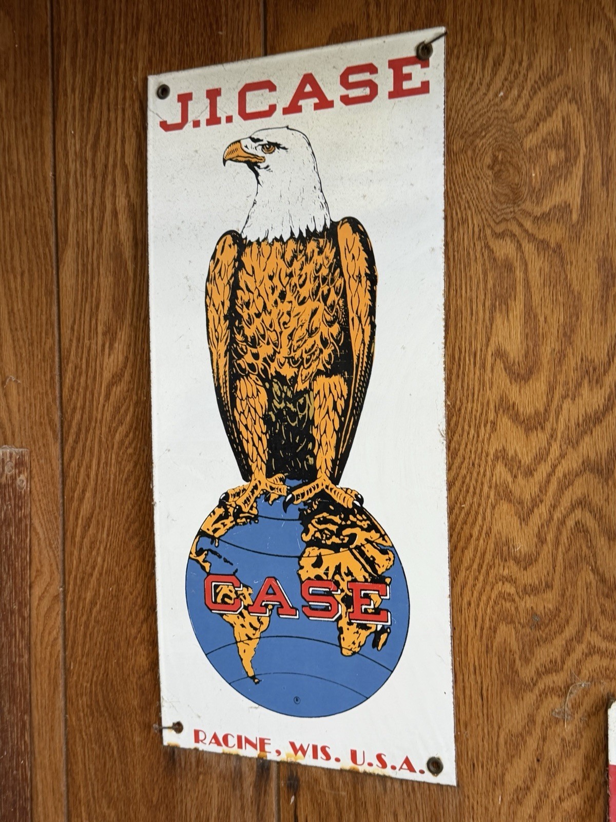 VINTAGE J.I. CASE PORCELAIN SIGN FARM TRACTOR THRE MACHINE Co. GAS OIL-RARE 1960 VINTAGE J.I. CASE PORCELAIN SIGN FARM TRACTOR THRE MACHINE Co. GAS OIL-RARE 1960