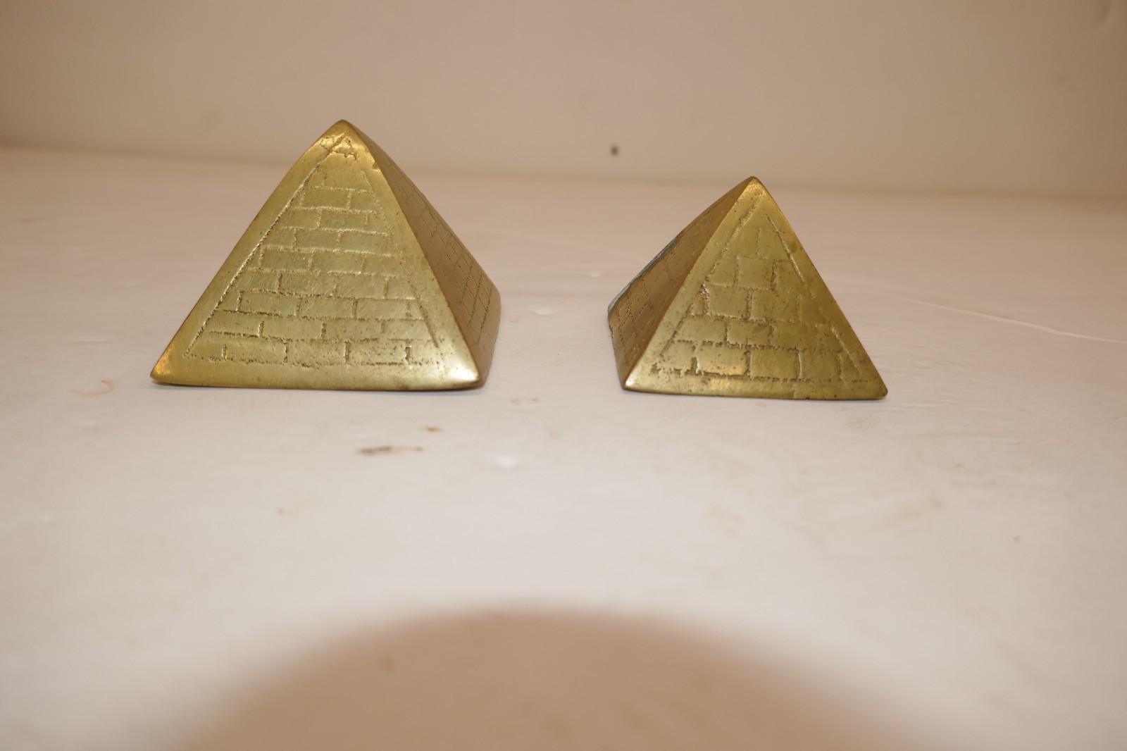 Vintage Solid Brass Egyptian Pyramids, Stackable, Set of Two Vintage Solid Brass Egyptian Pyramids, Stackable, Set of Two