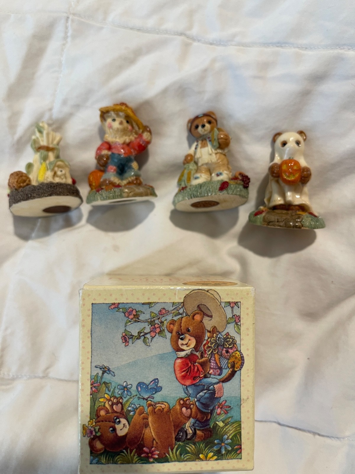 4 Vintage Penni Bears  Miniature Figurines  Halloween Pennibears