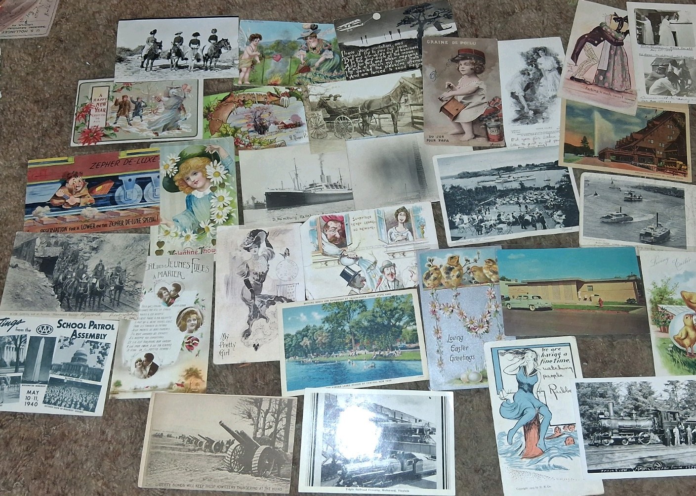 Vintage Postcard Lot 30 Cards Seasonal Greetings Ship Nautical Scenes war train Vintage Postcard Lot 30 Cards Seasonal Greetings Ship Nautical Scenes war train