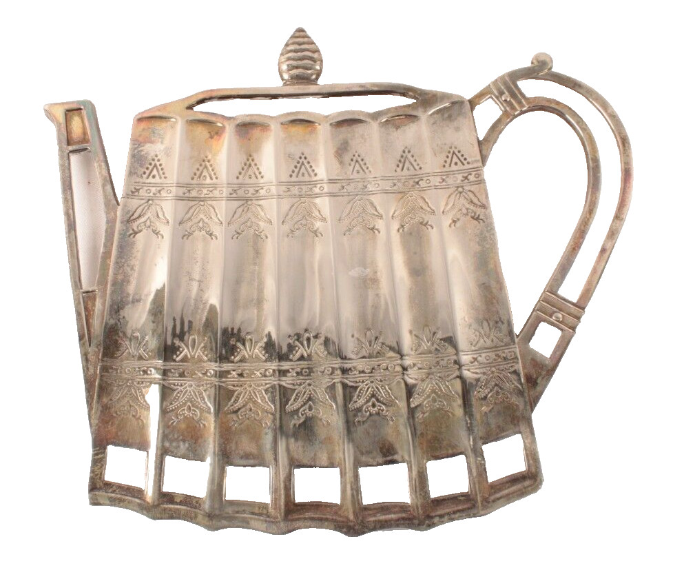 VTG Godinger Silver 1992 Teapot Shaped Trivet Silver Plate Metal Hot Plate VTG Godinger Silver 1992 Teapot Shaped Trivet Silver Plate Metal Hot Plate