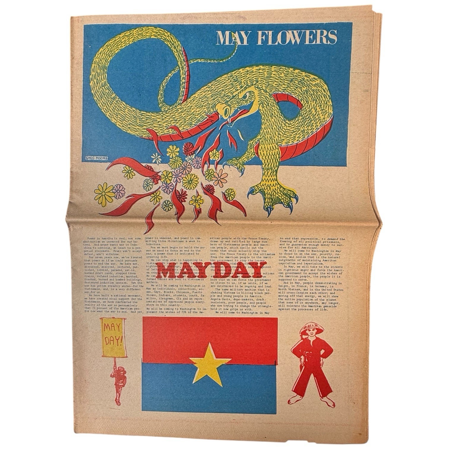 Vintage 1971 May Day May Flowers Protest Newspaper Magazine Vietnam War Era Rare Vintage 1971 May Day May Flowers Protest Newspaper Magazine Vietnam War Era Rare